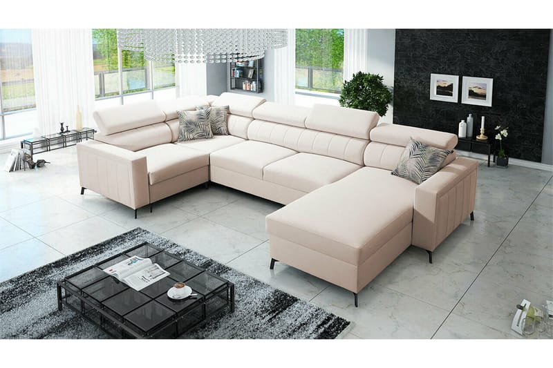 Galbally 5-sits Hörnbäddsoffa NO_BRAND beige - Möbler - Soffa - Bäddsoffa - Hörnbäddsoffa