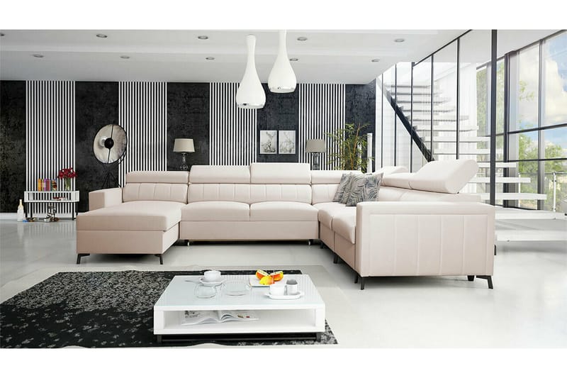 Galbally 5-sits Hörnbäddsoffa NO_BRAND beige - Möbler - Soffa - Bäddsoffa - Hörnbäddsoffa