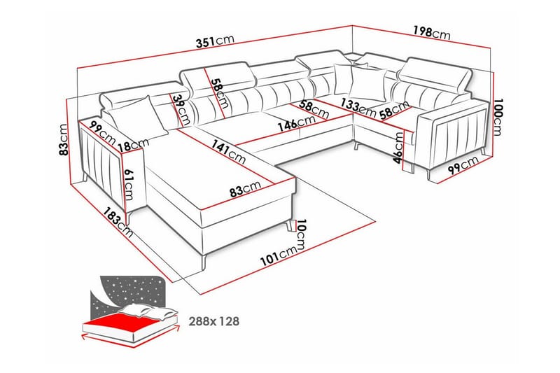 Galbally 5-sits Hörnbäddsoffa NO_BRAND beige - Möbler - Soffa - Bäddsoffa - Hörnbäddsoffa