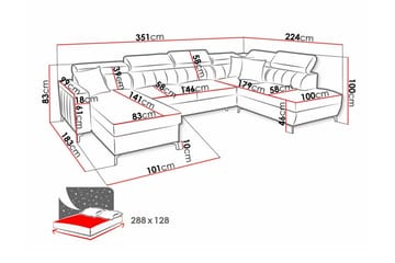 Galbally 5-sits Hörnbäddsoffa NO_BRAND Beige/Light beige - Möbler - Soffa - Bäddsoffa - Hörnbäddsoffa
