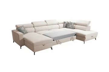 Galbally 5-sits Hörnbäddsoffa NO_BRAND Beige/Light beige - Möbler - Soffa - Bäddsoffa - Hörnbäddsoffa