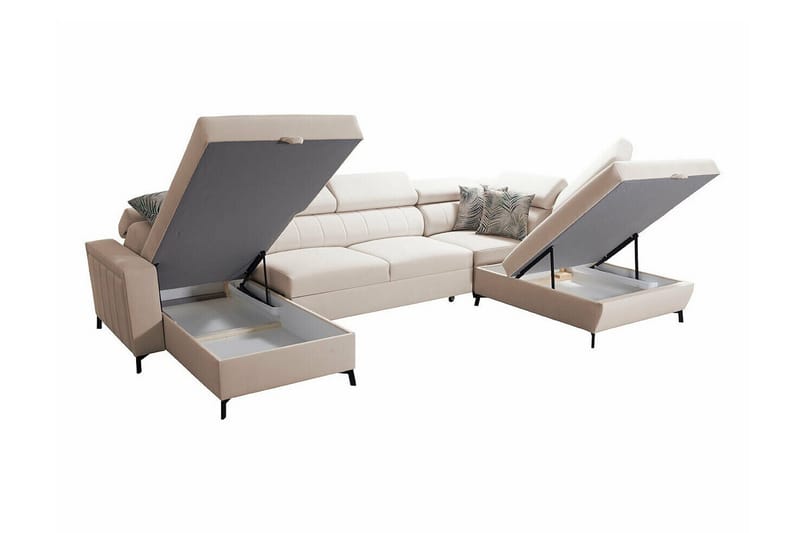 Galbally 5-sits Hörnbäddsoffa NO_BRAND Beige/Light beige - Möbler - Soffa - Bäddsoffa - Hörnbäddsoffa