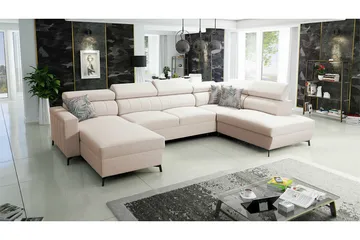 Galbally 5-sits Hörnbäddsoffa NO_BRAND Beige/Light beige - Möbler - Soffa - Bäddsoffa - Hörnbäddsoffa