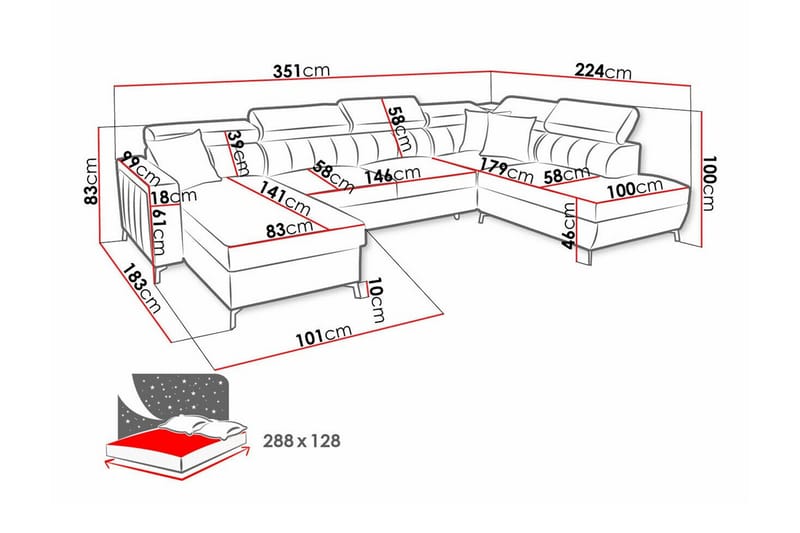 Galbally 5-sits Hörnbäddsoffa NO_BRAND Dark blue - Möbler - Soffa - Bäddsoffa - Hörnbäddsoffa