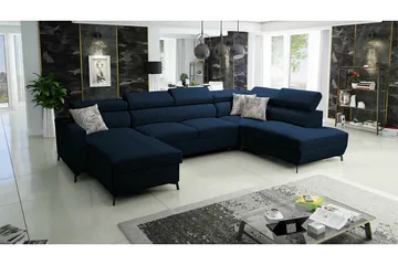 Galbally 5-sits Hörnbäddsoffa NO_BRAND Dark blue - Möbler - Soffa - Bäddsoffa - Hörnbäddsoffa