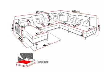Galbally 5-sits Hörnbäddsoffa NO_BRAND Dark blue - Möbler - Soffa - Bäddsoffa - Hörnbäddsoffa
