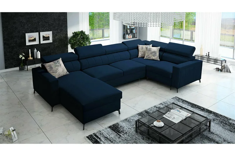 Galbally 5-sits Hörnbäddsoffa NO_BRAND Dark blue - Möbler - Soffa - Bäddsoffa - Hörnbäddsoffa