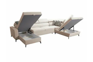 Galbally 5-sits Hörnbäddsoffa NO_BRAND Dark brown - Möbler - Soffa - Bäddsoffa - Hörnbäddsoffa