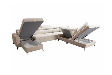 Galbally 5-sits Hörnbäddsoffa NO_BRAND Dark brown - Möbler - Soffa - Bäddsoffa - Hörnbäddsoffa