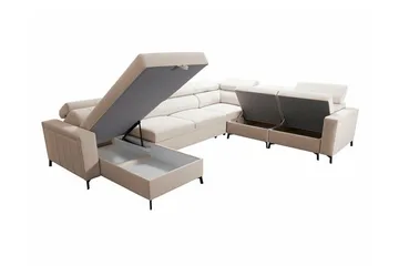 Galbally 5-sits Hörnbäddsoffa NO_BRAND Dark brown - Möbler - Soffa - Bäddsoffa - Hörnbäddsoffa
