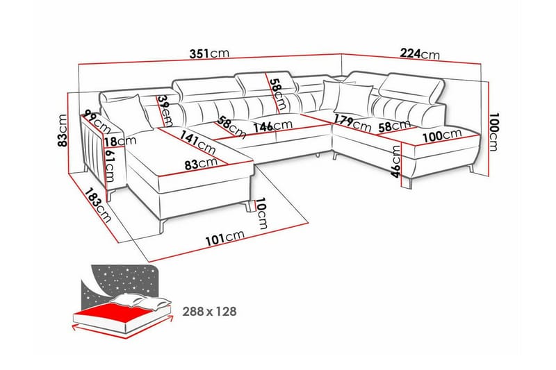 Galbally 5-sits Hörnbäddsoffa NO_BRAND Dark brown - Möbler - Soffa - Bäddsoffa - Hörnbäddsoffa