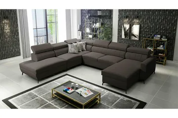 Galbally 5-sits Hörnbäddsoffa NO_BRAND Dark brown - Möbler - Soffa - Bäddsoffa - Hörnbäddsoffa
