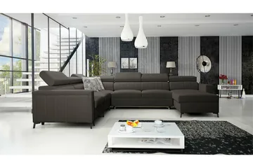 Galbally 5-sits Hörnbäddsoffa NO_BRAND Dark brown - Möbler - Soffa - Bäddsoffa - Hörnbäddsoffa