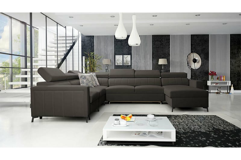 Galbally 5-sits Hörnbäddsoffa NO_BRAND Dark brown - Möbler - Soffa - Bäddsoffa - Hörnbäddsoffa