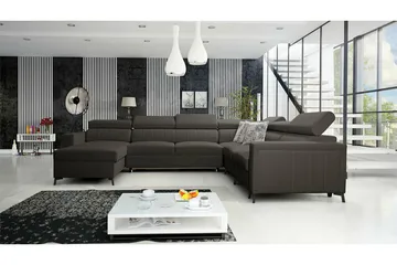 Galbally 5-sits Hörnbäddsoffa NO_BRAND Dark brown - Möbler - Soffa - Bäddsoffa - Hörnbäddsoffa