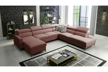 Galbally 5-sits Hörnbäddsoffa NO_BRAND Dark pink - Möbler - Soffa - Bäddsoffa - Hörnbäddsoffa