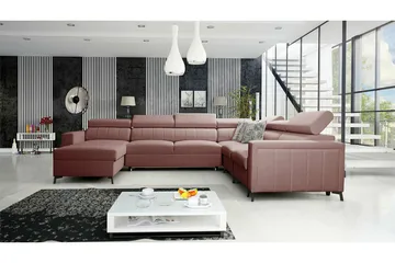 Galbally 5-sits Hörnbäddsoffa NO_BRAND Dark pink - Möbler - Soffa - Bäddsoffa - Hörnbäddsoffa