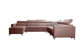 Galbally 5-sits Hörnbäddsoffa NO_BRAND Dark pink - Möbler - Soffa - Bäddsoffa - Hörnbäddsoffa