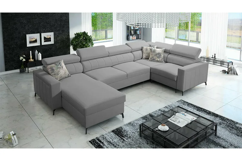 Galbally 5-sits Hörnbäddsoffa NO_BRAND Grey - Möbler - Soffa - Bäddsoffa - Hörnbäddsoffa