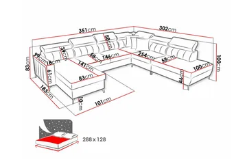 Galbally 5-sits Hörnbäddsoffa NO_BRAND Light grey - Möbler - Soffa - Bäddsoffa - Hörnbäddsoffa