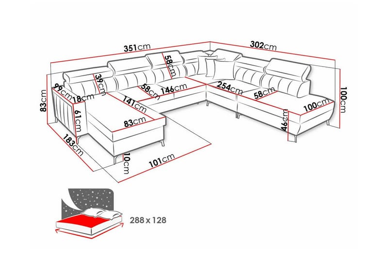 Galbally 5-sits Hörnbäddsoffa NO_BRAND Light grey - Möbler - Soffa - Bäddsoffa - Hörnbäddsoffa