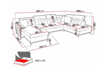 Galbally 5-sits Hörnbäddsoffa NO_BRAND Light grey/Dark grey - Möbler - Soffa - Bäddsoffa - Bäddsoffa divan