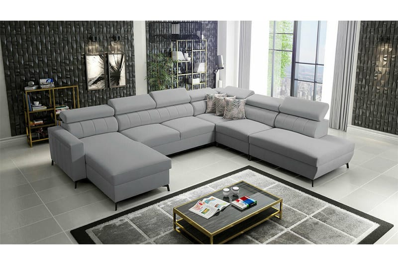 Galbally 5-sits Hörnbäddsoffa NO_BRAND Light grey/Dark grey - Möbler - Soffa - Bäddsoffa - Hörnbäddsoffa