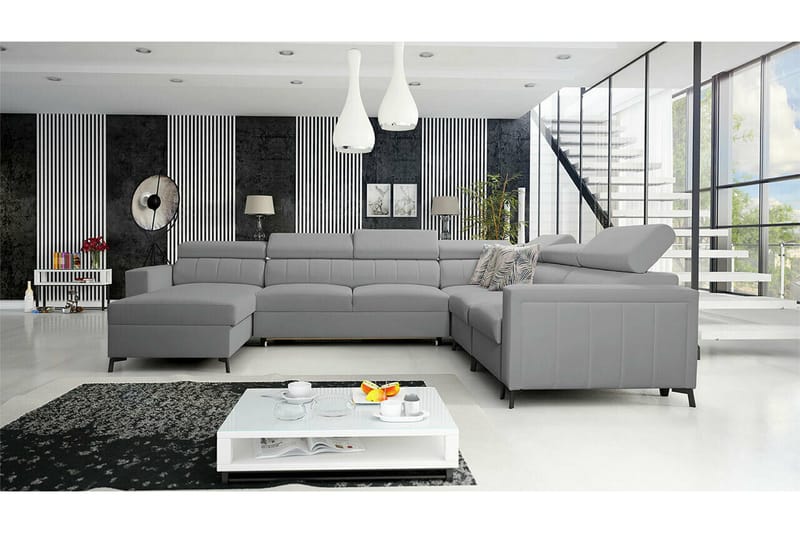Galbally 5-sits Hörnbäddsoffa NO_BRAND Light grey/Dark grey - Möbler - Soffa - Bäddsoffa - Hörnbäddsoffa
