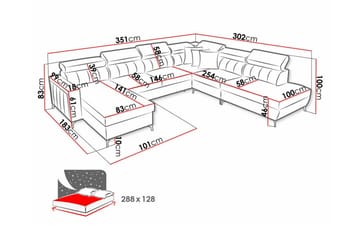 Galbally 5-sits Hörnbäddsoffa NO_BRAND Light grey/Dark grey - Möbler - Soffa - Bäddsoffa - Hörnbäddsoffa