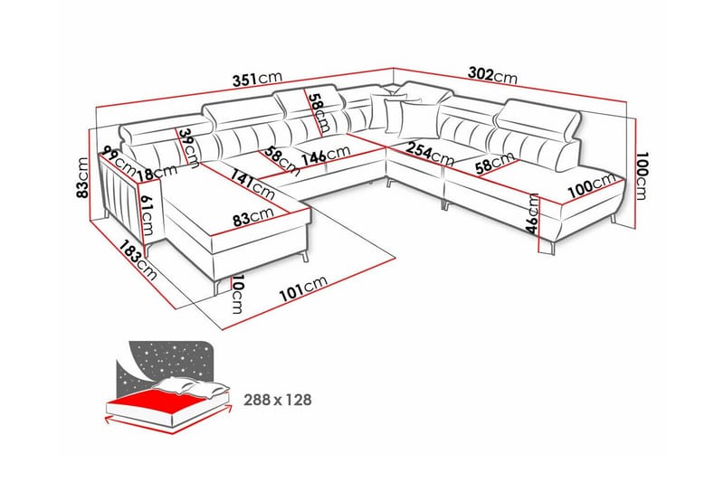 Galbally 5-sits Hörnbäddsoffa NO_BRAND Light grey/Dark grey - Möbler - Soffa - Bäddsoffa - Hörnbäddsoffa