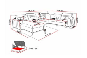Galbally 5-sits Hörnbäddsoffa NO_BRAND Light grey/Dark grey - Möbler - Soffa - Bäddsoffa - Hörnbäddsoffa
