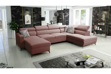 Galbally 5-sits Hörnbäddsoffa NO_BRAND Light pink - Möbler - Soffa - Bäddsoffa - Hörnbäddsoffa