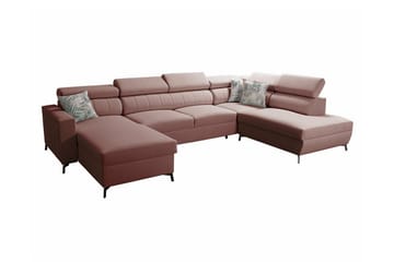 Galbally 5-sits Hörnbäddsoffa NO_BRAND Light pink - Möbler - Soffa - Bäddsoffa - Hörnbäddsoffa