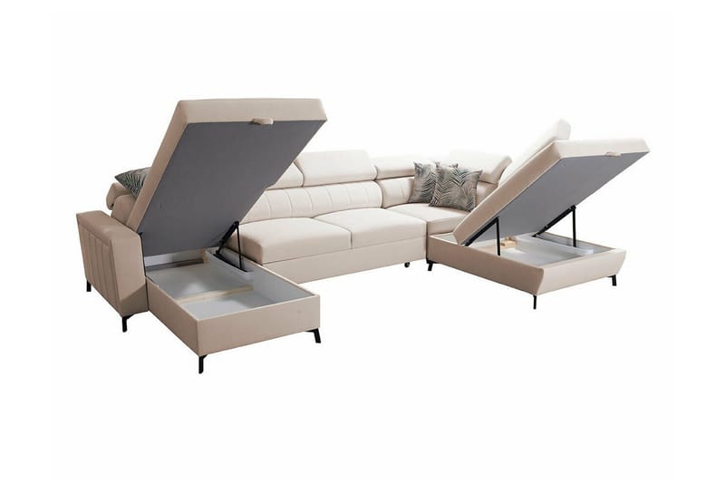 Galbally 5-sits Hörnbäddsoffa NO_BRAND Light pink - Möbler - Soffa - Bäddsoffa - Hörnbäddsoffa