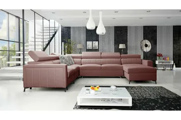 Galbally 5-sits Hörnbäddsoffa NO_BRAND Light pink - Möbler - Soffa - Bäddsoffa - Hörnbäddsoffa