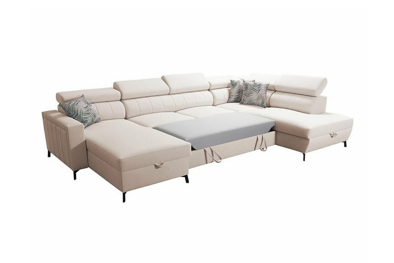 Galbally 5-sits Hörnbäddsoffa NO_BRAND Light pink - Möbler - Soffa - Bäddsoffa - Hörnbäddsoffa