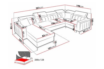 Galbally 5-sits Hörnbäddsoffa NO_BRAND Light pink - Möbler - Soffa - Bäddsoffa - Hörnbäddsoffa
