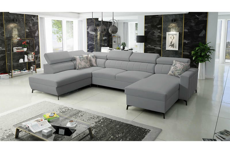 Galbally 5-sits Hörnbäddsoffa NO_BRAND Ljusgrå - Möbler - Soffa - Bäddsoffa - Hörnbäddsoffa