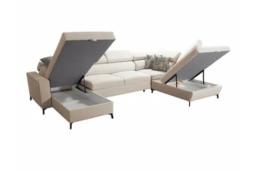 Galbally 5-sits Hörnbäddsoffa NO_BRAND Pink - Möbler - Soffa - Bäddsoffa - Hörnbäddsoffa