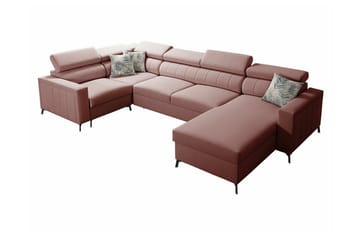 Galbally 5-sits Hörnbäddsoffa NO_BRAND Pink - Möbler - Soffa - Bäddsoffa - Hörnbäddsoffa