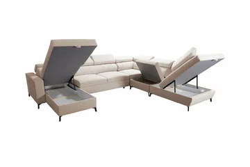Galbally 5-sits Hörnbäddsoffa NO_BRAND Pink - Möbler - Soffa - Bäddsoffa - Hörnbäddsoffa