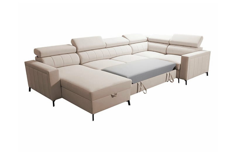 Galbally 5-sits Hörnbäddsoffa NO_BRAND Pink - Möbler - Soffa - Bäddsoffa - Hörnbäddsoffa