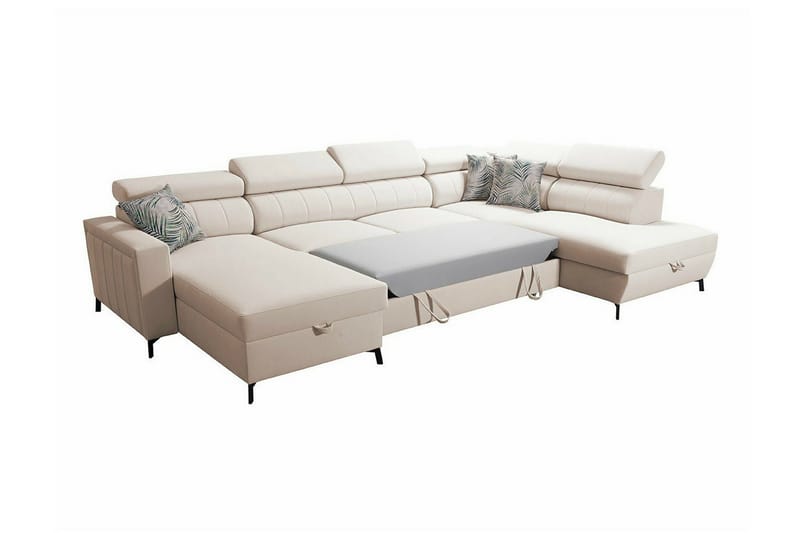Galbally 5-sits Hörnbäddsoffa NO_BRAND Pink - Möbler - Soffa - Bäddsoffa - Hörnbäddsoffa
