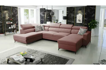 Galbally 5-sits Hörnbäddsoffa NO_BRAND Pink - Möbler - Soffa - Bäddsoffa - Hörnbäddsoffa