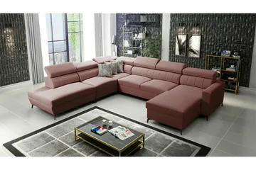 Galbally 5-sits Hörnbäddsoffa NO_BRAND Pink - Möbler - Soffa - Bäddsoffa - Hörnbäddsoffa