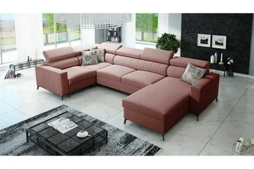 Galbally 5-sits Hörnbäddsoffa NO_BRAND Pink - Möbler - Soffa - Bäddsoffa - Hörnbäddsoffa