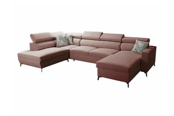 Galbally 5-sits Hörnbäddsoffa NO_BRAND Pink - Möbler - Soffa - Bäddsoffa - Hörnbäddsoffa