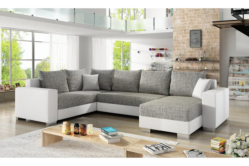 Gallicanta Hörnbäddsoffa, Grå/Vit