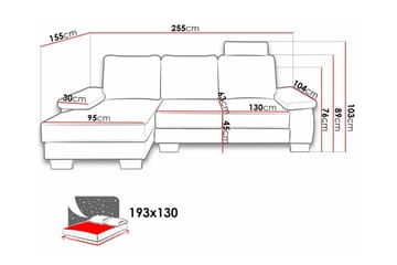 Graystone 3-sits Höger Hörnbäddsoffa 130x193 cm med Förvaring i Tyg - Beige - Möbler - Soffa - Bäddsoffa - Bäddsoffa divan