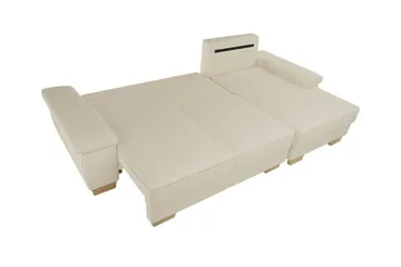 Graystone 3-sits Höger Hörnbäddsoffa 130x193 cm med Förvaring i Tyg - Beige - Möbler - Soffa - Bäddsoffa - Bäddsoffa divan